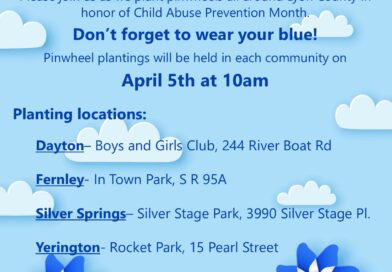 Lyon County Human Services planting pinwheels for Child Abuse Prevention Month